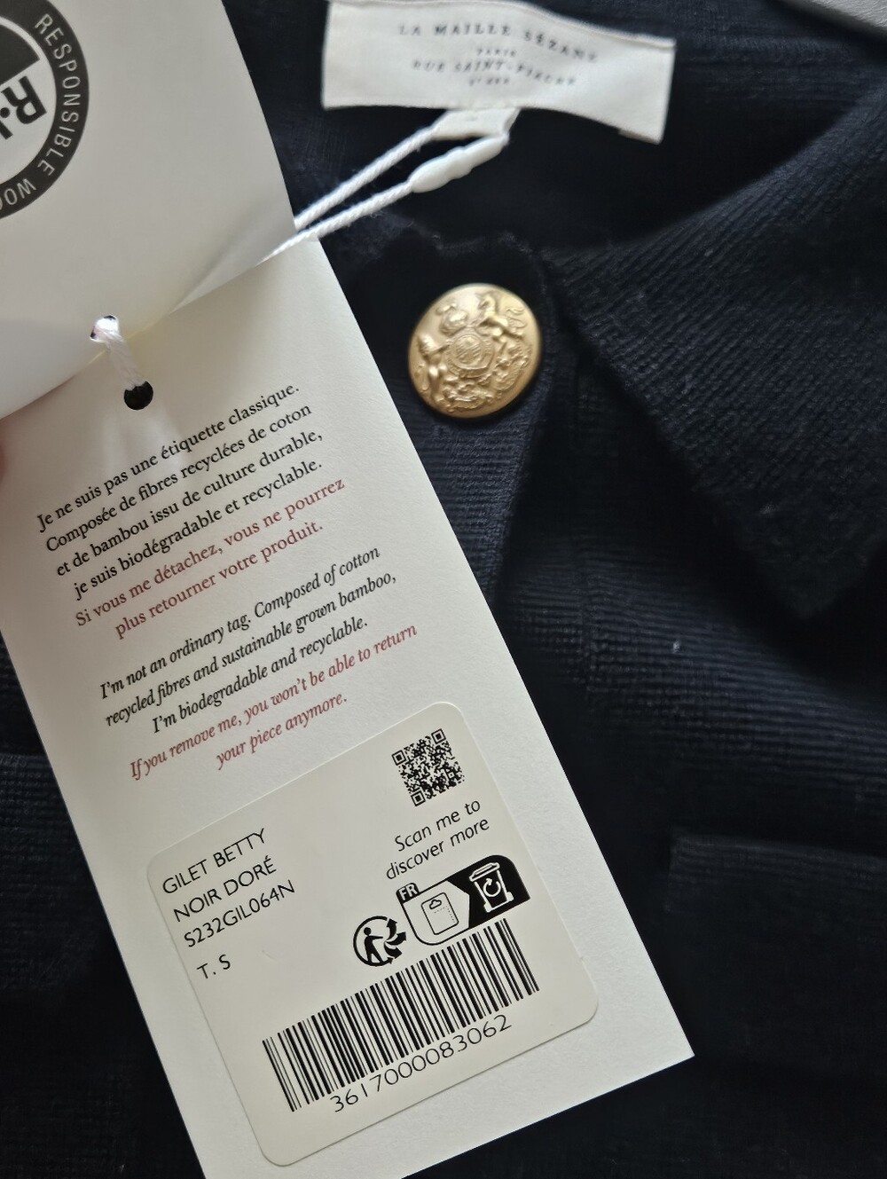 Sezane Betty Cardigan Black - small - Picture 5 of 7